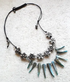 Bohemian Blue Spike Macrame Necklace
