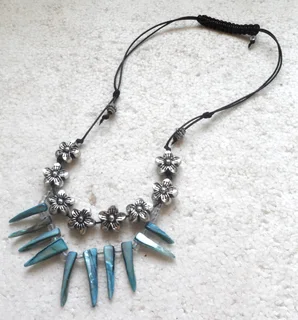 Bohemian Blue Spike Macrame Necklace