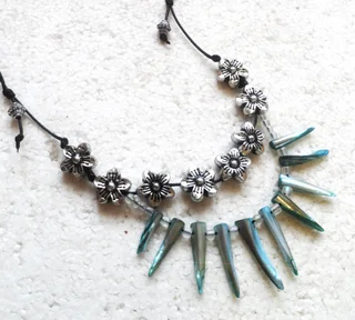Bohemian Blue Spike Macrame Necklace