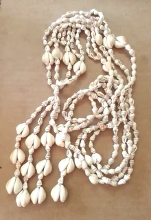 Vintage Cowrie Sea Shell Hanging Pot Plant Holder