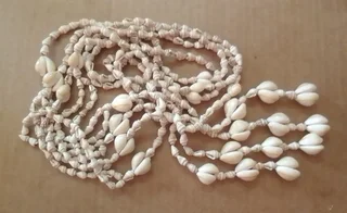 Vintage Cowrie Sea Shell Hanging Pot Plant Holder