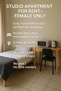  Resevoir Hills -Durban -KZN | Studio Apartment for Rent – Female Only   R2990