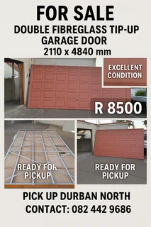 Double Fibreglass Tip-Up Garage Door – Excellent Condition (2110 x 4840mm)   R7500 ( neg.)