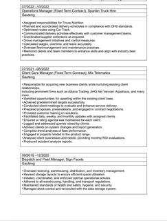 Fleet Manager open to new opportunity.