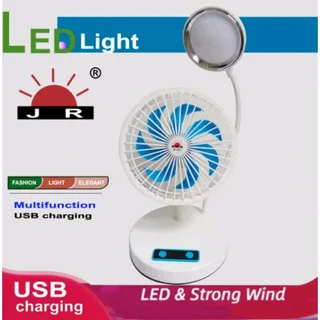 Rechargeable table fan with LED light