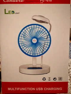Rechargeable table fan with LED light