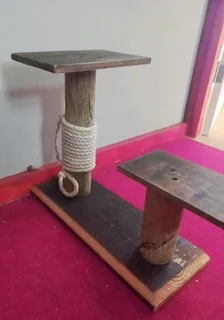 Handcrafted Rustic Dual-Platform Cat Scratch Post