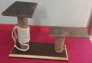 Handcrafted Rustic Dual-Platform Cat Scratch Post