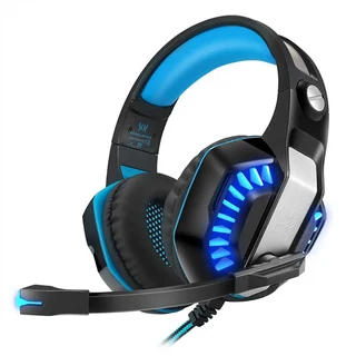 PRO Gaming Headphones Kotion G2000 with Mic + Audio/Mic Splitter Cable – Blue