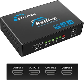 Hdmi Splitter 1 in 4 Out V1.4b Powered Hdmi Video Splitter with AC Adaptor Supports Ultra HD 1080P 4