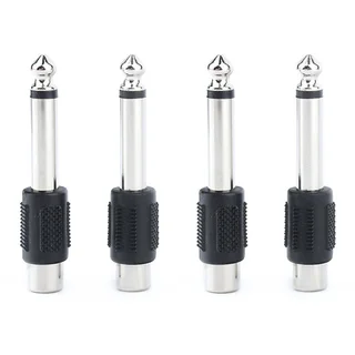 5pcs of 6.35mm Mono Plug to RCA Jack Adapter