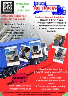 JOE Trucks, bakkies, 4 ton, 8 ton &amp; trailers