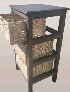 Wooden pedestal with basket drawers