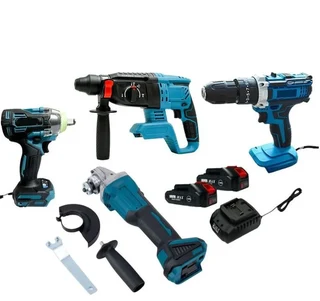 Impact Wrench, Angle Grinder, Hammer Drill, Electric Drill &#43; 2x 48V Batteries Set (10007235)