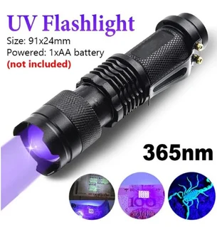 Ultraviolet Mini LED Flashlight, Zoomable, 365nm (10006766)