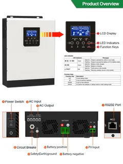 POWMR 3000VA/2400W Pure Sine Wave Hybrid Solar Inverter