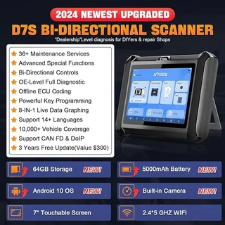XTOOL D7S Automotive Bidirectional Diagnostic Scan Tool with ECU Coding (10006865)