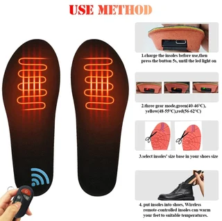 USB Remote Controlled and Rechargeable Electric Heated Shoe Insole Kit (10004863)