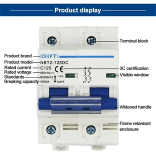 2Pole 125A DC 600V Circuit Breaker for Solar PV Systems (10005942)