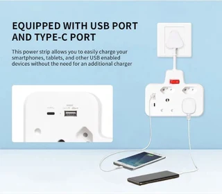 REDISSON RN-04 USB 4 Way Multiplug with USB&#43;Type-C (10007511)
