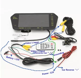 7 Inch TFT LCD Car Bluetooth Rear View Parking Mirror Monitor &#43; Reversing Car Camera  (10002503)