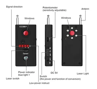 CC308 Full Range Anti Spy Bug, Wireless Camera, Cell Phone, GPS, RF Signal Detector (11000217)