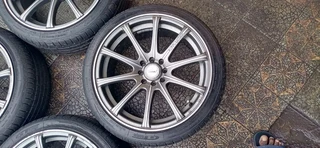We are selling a set of clean 17 inch 4 holes multiple pcd rims with new tyres about 95% 205/40 17