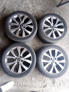 We are selling a set of clean 16 inch original hyundai accent mag rims with tyres in good condition