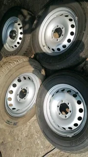 We Are Selling A Set Of Clean 17 Inch Original Toyota Hilux Steel Rims With Good Dunlop Tyres