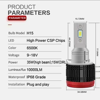H15 LED Headlight Replacement Globes - Set of 2
