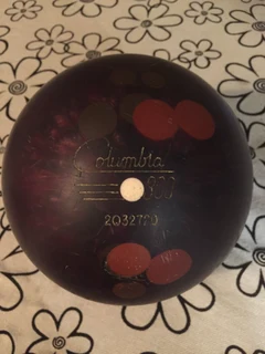 Columbia 300 White Dot Bowling Ball - Purple/Red swirl, 13 Lbs.  Vintage
