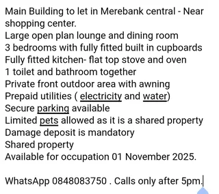 Main Building to rent - Merebank - Near Shopping center