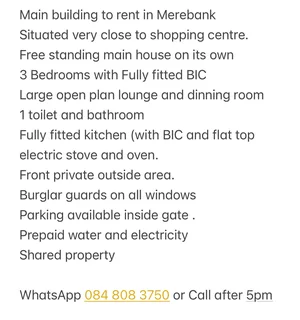 Main Building to rent - Merebank - Near Shopping center