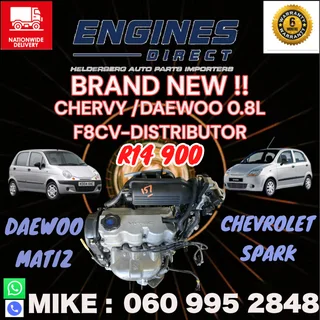 New F8CV Engine – Fits Chevrolet Spark &amp; Daewoo Matiz (Distributor Type).