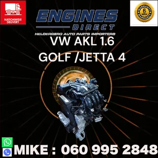 Import low mileage VW 1.6 Golf/Jetta AKL Engine for sale.