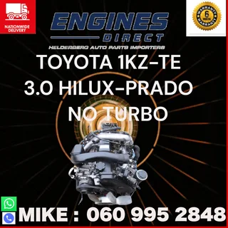 Import Low mileage Toyota P[rado 1KZ-TE Engine for sale.