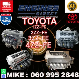 Import Toyota 1ZZ - 2ZZ - 3ZZ- 4ZZ Engines for sale.
