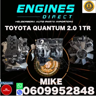 Low Mileage Toyota Hilux/ Qantum 2.0 1TR Engine.