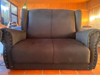 3pc black cloth lounge suite