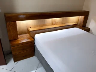 Oak Headboard with Pedestals