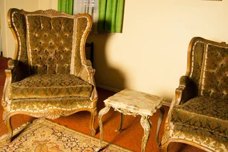 Two two seater couches two chairs coffee table and two side tables marble top and lamp pristine