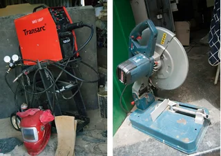 Excellent condition hardly used Transarc Mig welder180 P and Bosh cutoff saw GCO 2000