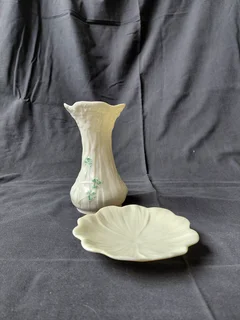 Belleek Daisy Spill Vase and pin dish.This vase is handcrafted in Ireland from fine Parian china.