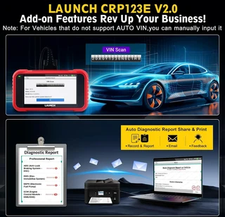 2025 Upgraded LAUNCH OBD2 Scanner CRP123E V2.0 Elite, Diagnostics Tool for Engine, ABS, SRS, AT, wit