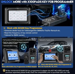 X t o o l x100 pads key fob programming tool 2024 newest [2 year update], o e level all systems car
