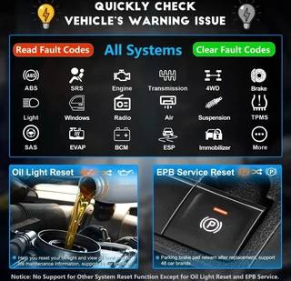 C g s u l i t o b d2 scanner, all systems diagnostic scan tool with special e p b oil light service
