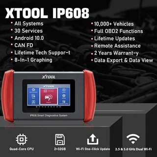 XTOOL InPlus IP608 OBD2 Scanner, Car Diagnostic Tool with All Systems Diagnosis, 9 Services, ABS Ble