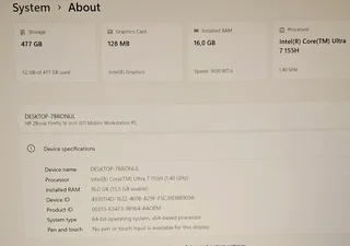 Brand New HP ZBook Firefly 16 G11 / Core Ultra 7 512GB SSD 16GB RAM