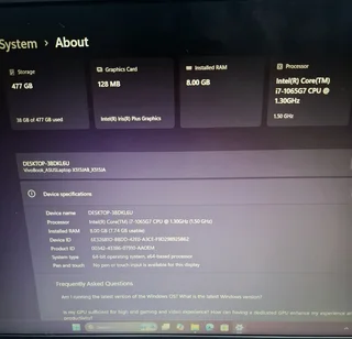 Asus VivoBook Core i7 10th Gen  / 512GB SSD 8GB RAM