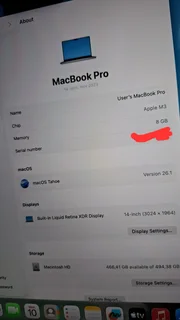 MacBook Pro M3 Chip / 512GB SSD 8GB RAM